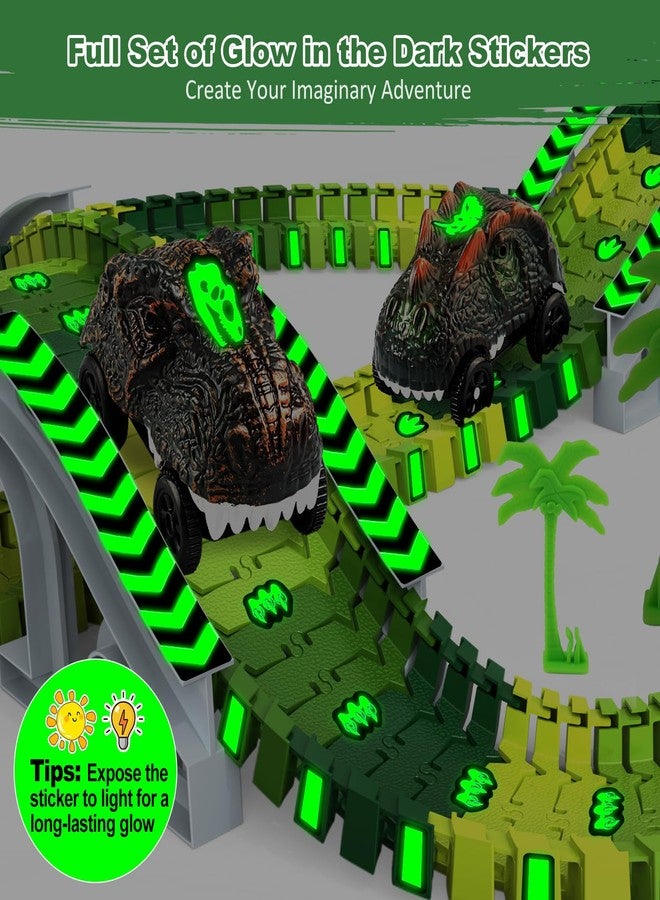 Desuccus Dinosaur Toys for Kids 3-5, Glow in The Dark Flexible Train Track Playset, 2 Dinosaur Car for 3 4 5 6 7 Year & Up Old Boys & Girls Best Gift - Image 3
